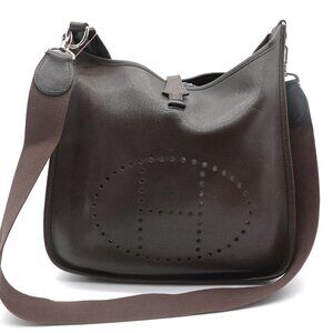 Hermès Dark Brown Evelyne I PM Clemence Leather Messenger Bag